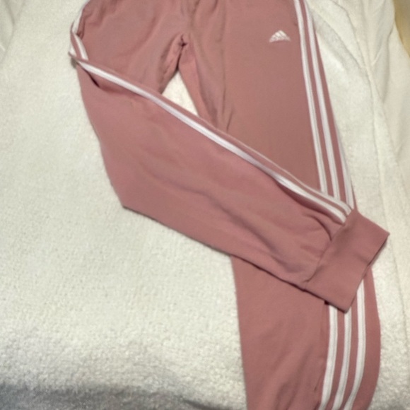 Adidas Pink Track Pants with Signature Stripes - Picture 1 of 4
